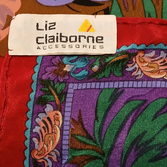Vintage Liz Claiborne Floral 100% Silk Scarf - Picture 9 of 10